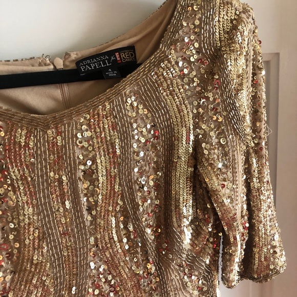 Adrianna Papell Gold Sequins Mini Dress ( 4 ) - Picture 5 of 8